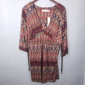 T-Bags Los Angeles New Boho Deep V Dress 2X